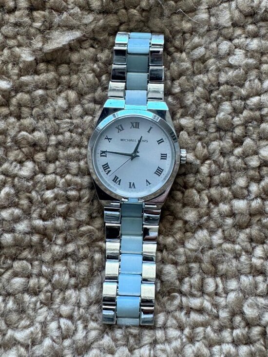 Michael Kors Jewelry - Michael Kors Silver & Light Blue Stainless Steel Watch MK-6150